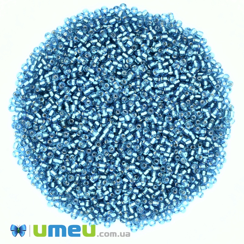 Бісер китайський дрібний, 12/0, Блакитний блискучий, 2 мм (BIS-037691)