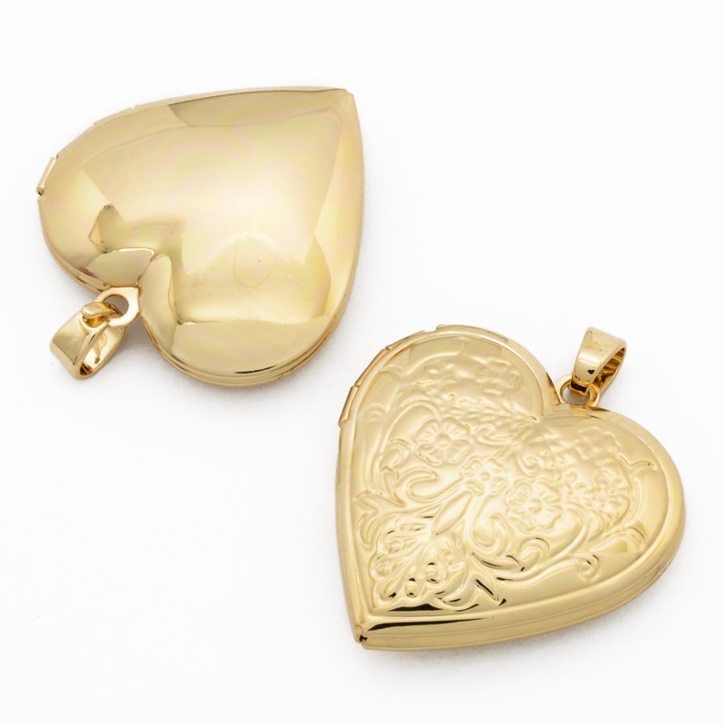 Медальйон Серце з візерунком, Позолота 18 kt, 29х29х7 мм (POD-054455)