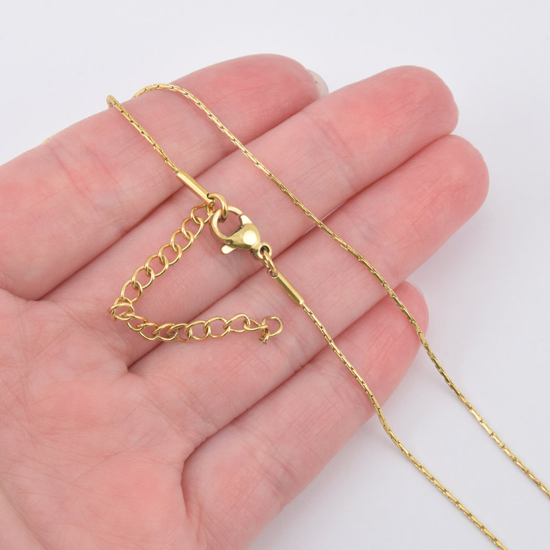 Основа на шию з нерж. ст. з подовжувачем, Золото, 0,9 мм, 45 см (STL-058333)