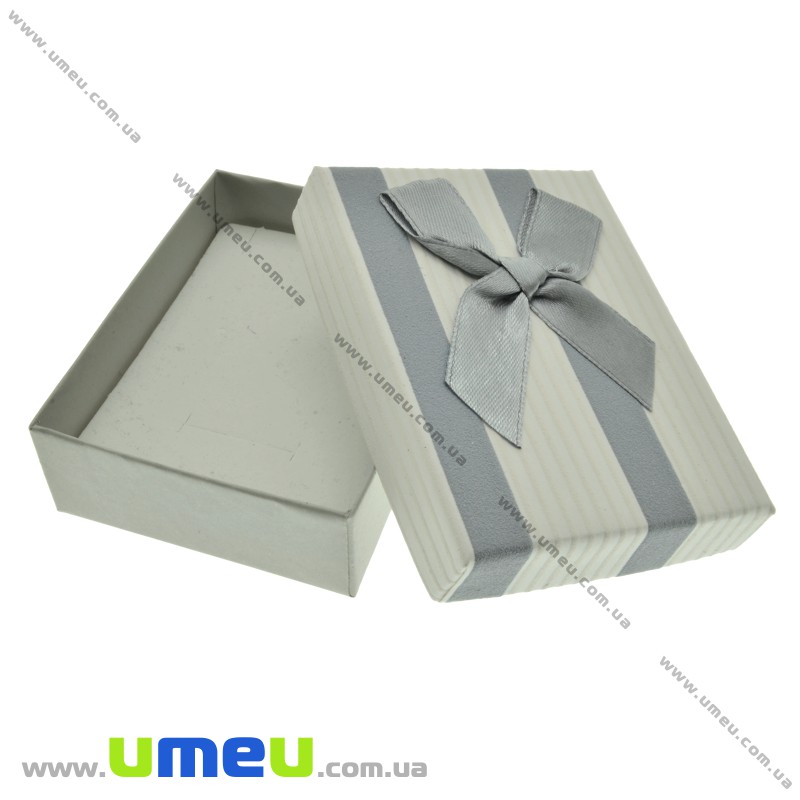 Подарункова коробочка Прямокутна в смужку, 9х7х3 см, Сіра (UPK-023146)