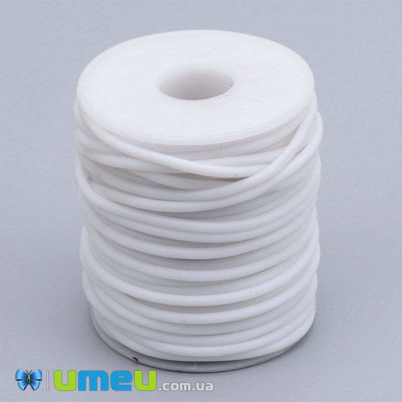 Шнур каучуковый полый, 3 мм, Белый (LEN-040185)