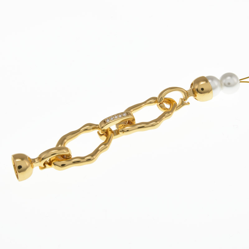 Застёжка, 60х10 мм, Латунь с покрытием 18 kt, Куб. цирконий (ZAM-058483)