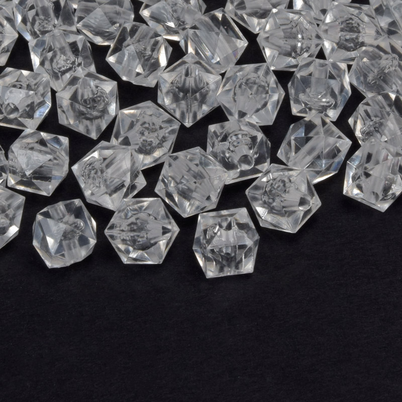 Намистини акрилові, Куб гранований, 8х7,5 мм, Прозорі (BUS-059913)
