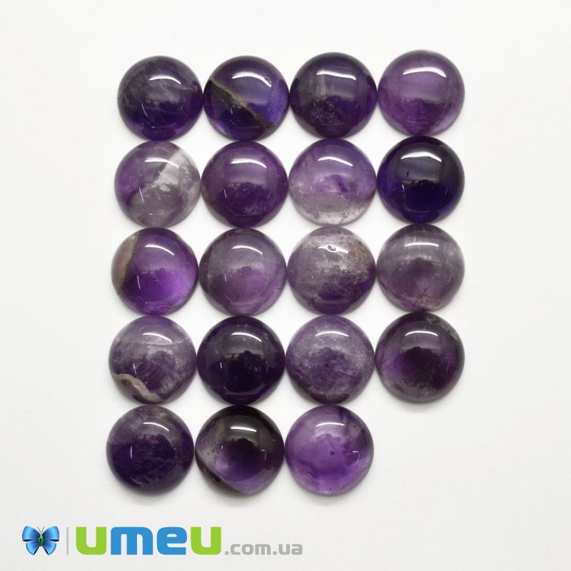 Кабошон нат. камінь Аметист, Круглий, 16 мм (KAB-005695)