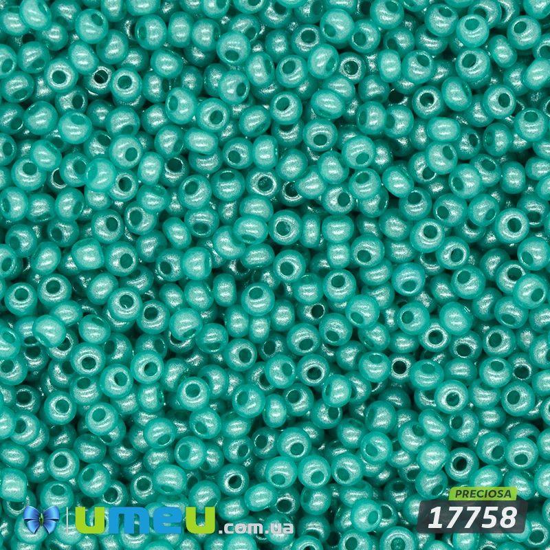 Бісер чеський №838/17758, Бірюзовий, Перламутровий, 10/0 (BIS-043956)