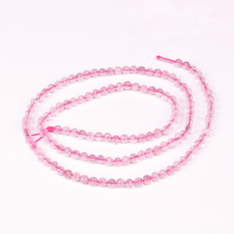 Намистини Кварц рожевий, Натур. камінь, 3 мм, Круглі грановані (BUS-051833)