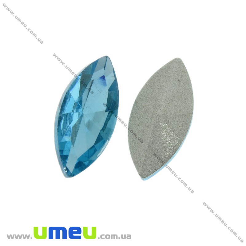 Ріволі скляний, Човник гранований, 10х5 мм, Блакитний (KAB-026038)