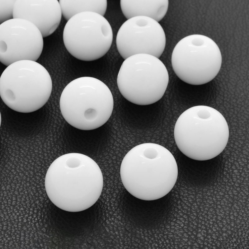 Намистини для сумок ОПТ, Пластикові, Круглі, 10 мм, Білі (BUS-060736)