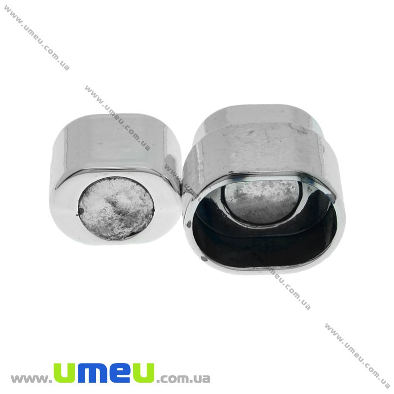 Замок магнитный для вклеивания шнура, Темное серебро, 19х15 мм (ZAM-015518)