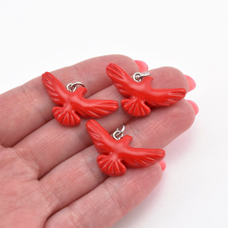 Підвіска Горлиця з полімерної глини, 30х16 мм, Червона (POD-058987)