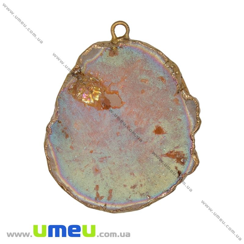 Підвіска з натурального каменю, Друза агату, Помаранчева, 50х41 мм (POD-033057)