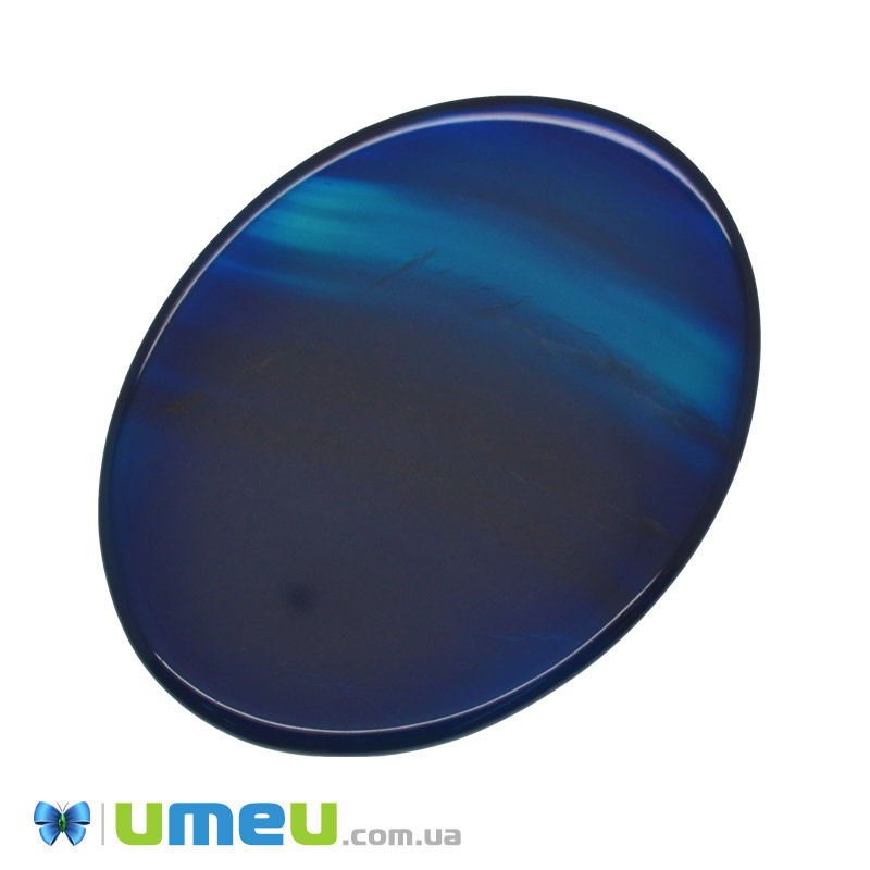 Кабошон нат. камень Агат синий, Овал, 39,8х29,6 мм (KAB-050608)