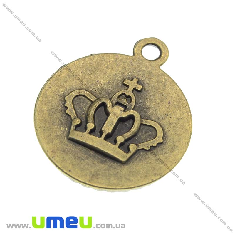 Основа кругла з короною, 26х22 мм, 18 мм, Антична бронза (OSN-013500)