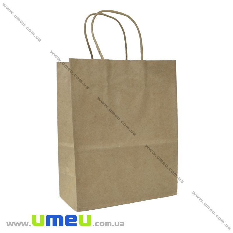 Подарунковий пакет з крафт паперу, 27х21х11 см, Бежевий (UPK-036290)