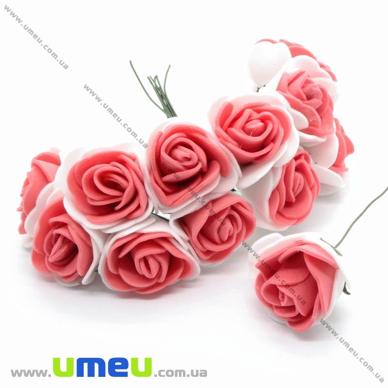 Роза латексная, 25 мм, Кораллово-белая, 1 шт (DIF-015467)