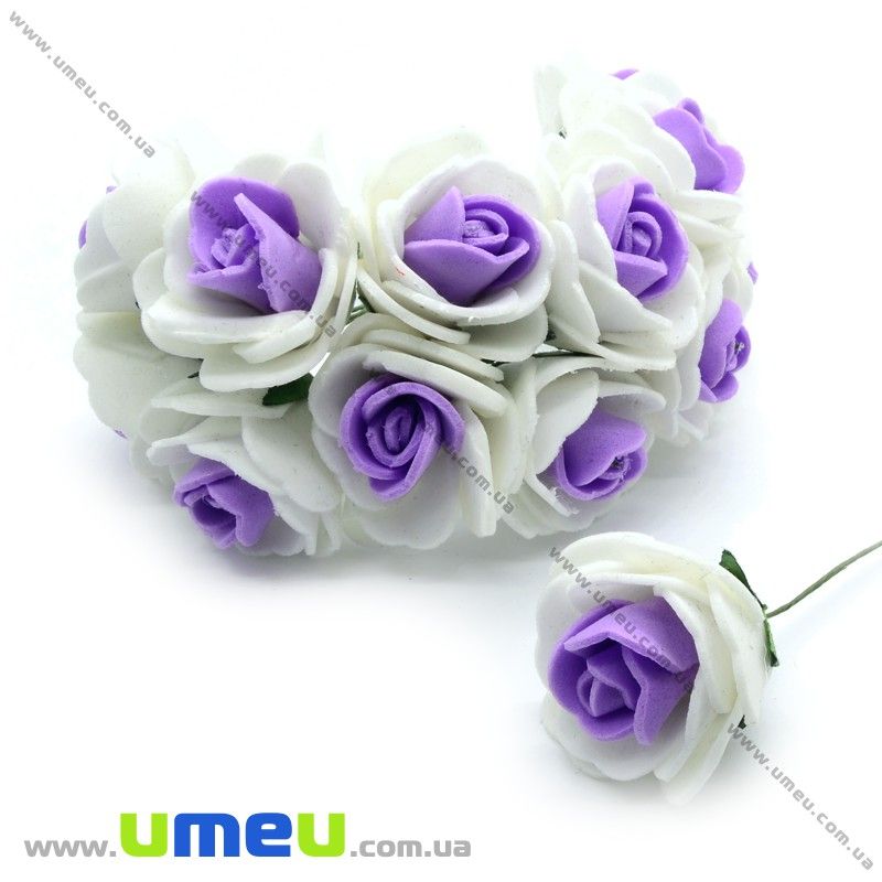 Роза латексная, 25 мм, Сиренево-белая, 1 шт (DIF-014639)