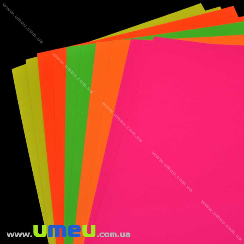 Картон неоновий, А4, 5 кольорів, 10 листів (DIF-033719)