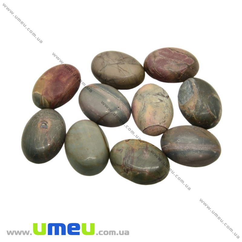 Кабошон нат. камінь Яшма Пікассо, Овал, 25х18 мм (KAB-025998)