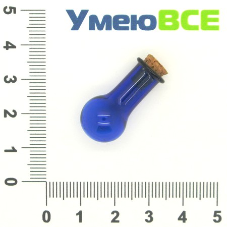 Скляна баночка Куля, Синя, 14х25 мм (DIF-006705)