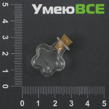 Скляна баночка Квітка, Прозора, 24х20 мм (DIF-001862)
