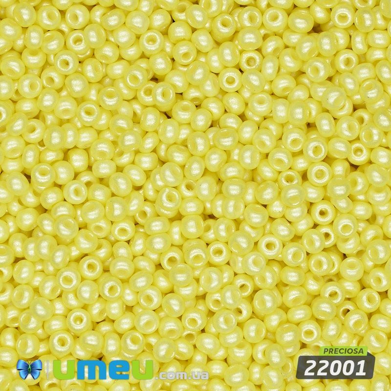 Бісер чеський №808/22001, Лимонний, Перламутровий, 10/0 (BIS-043926)