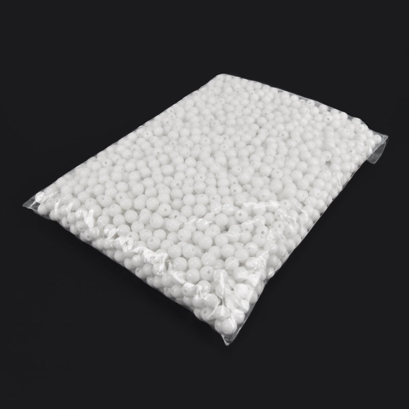 Намистини для сумок ОПТ, Пластикові, Круглі, 8 мм, Білі (BUS-060733)