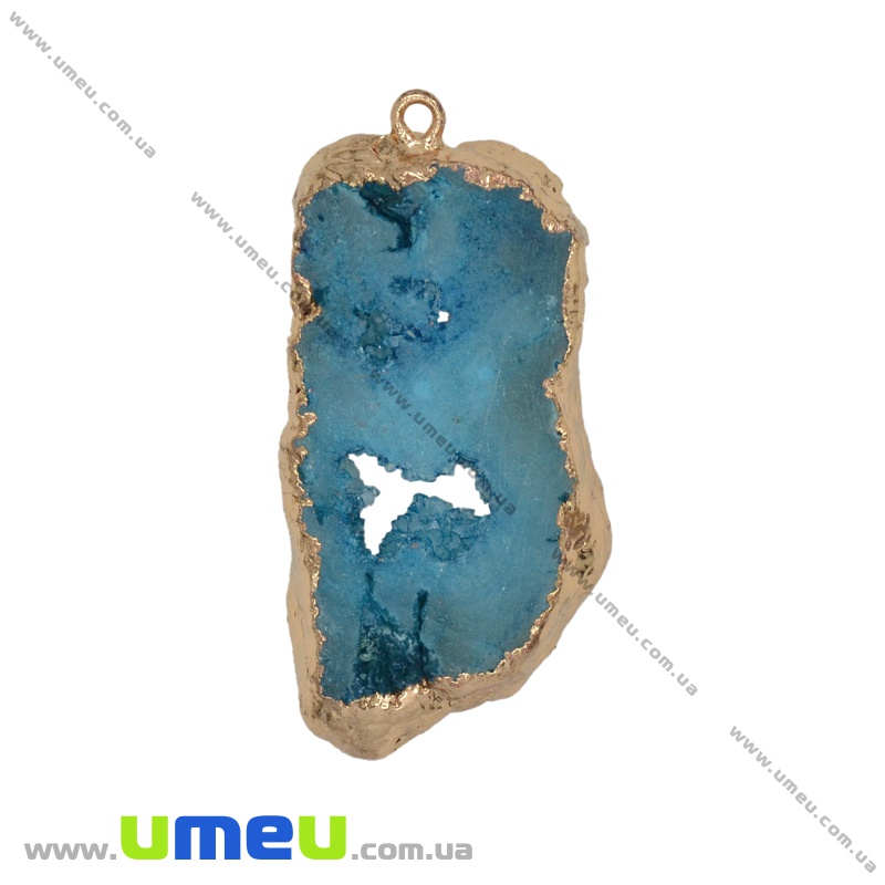 Подвеска из натурального камня, Друза агата, Голубая, 47х23 мм (POD-027073)