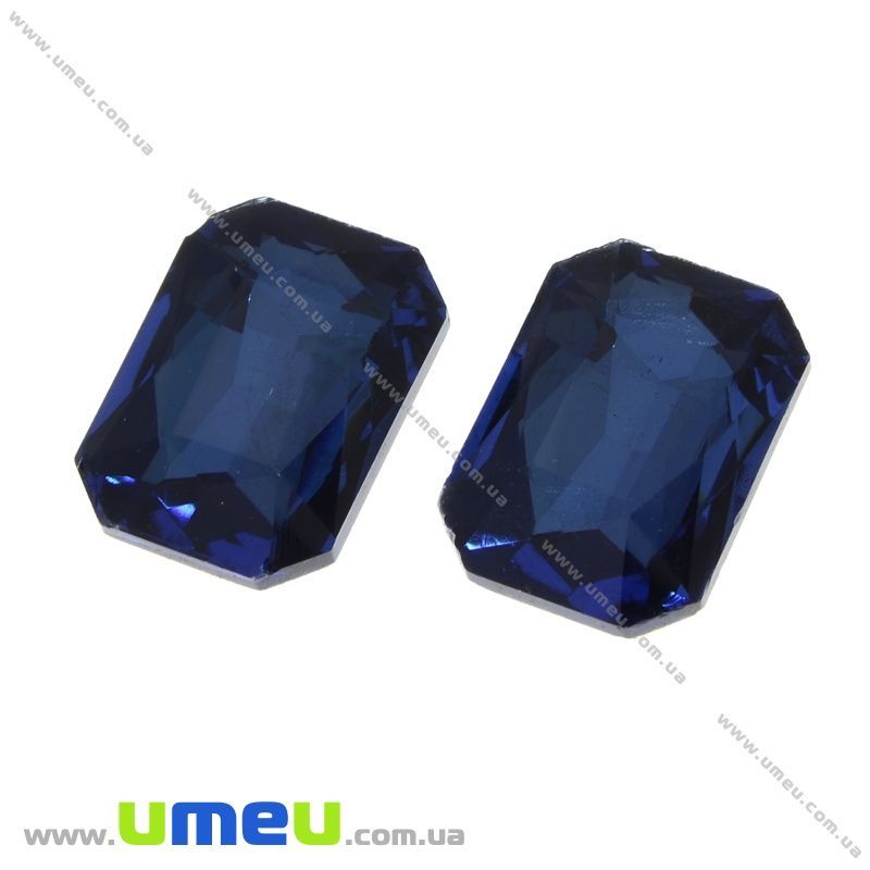 Ріволі скляний, Прямокутний гранований, 18х13 мм, Синій темний (KAB-021970)