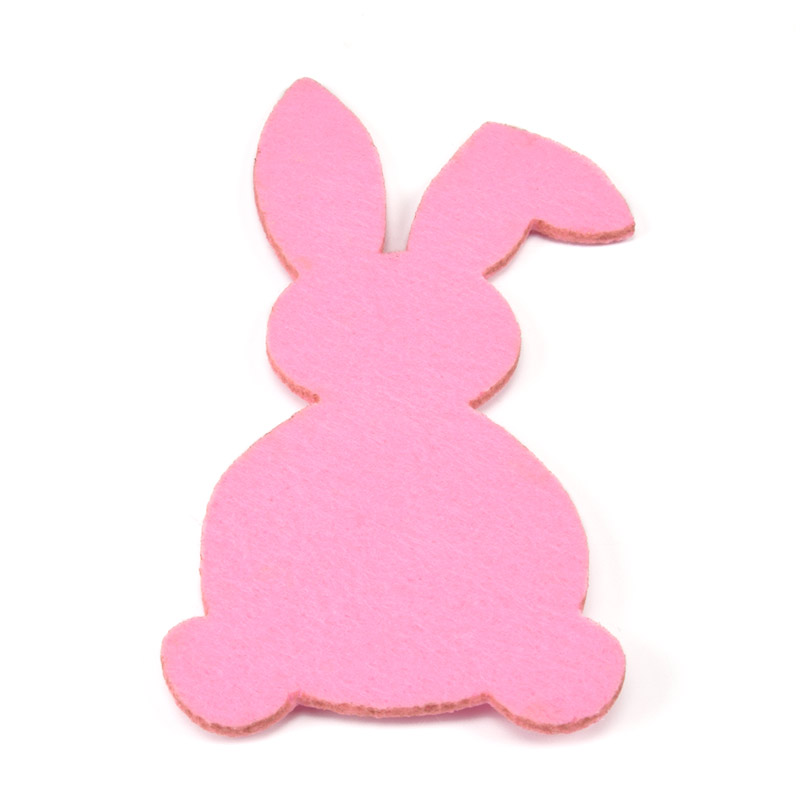 Декоративний виріб із фетру Зайчик з хвостиком, 12х6 см, Рожевий (FLT-057294)