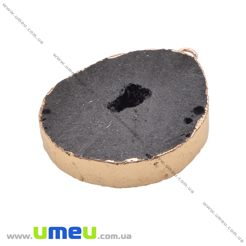 Подвеска из натурального камня, Друза агата, Черная, 45х35 мм (POD-009291)