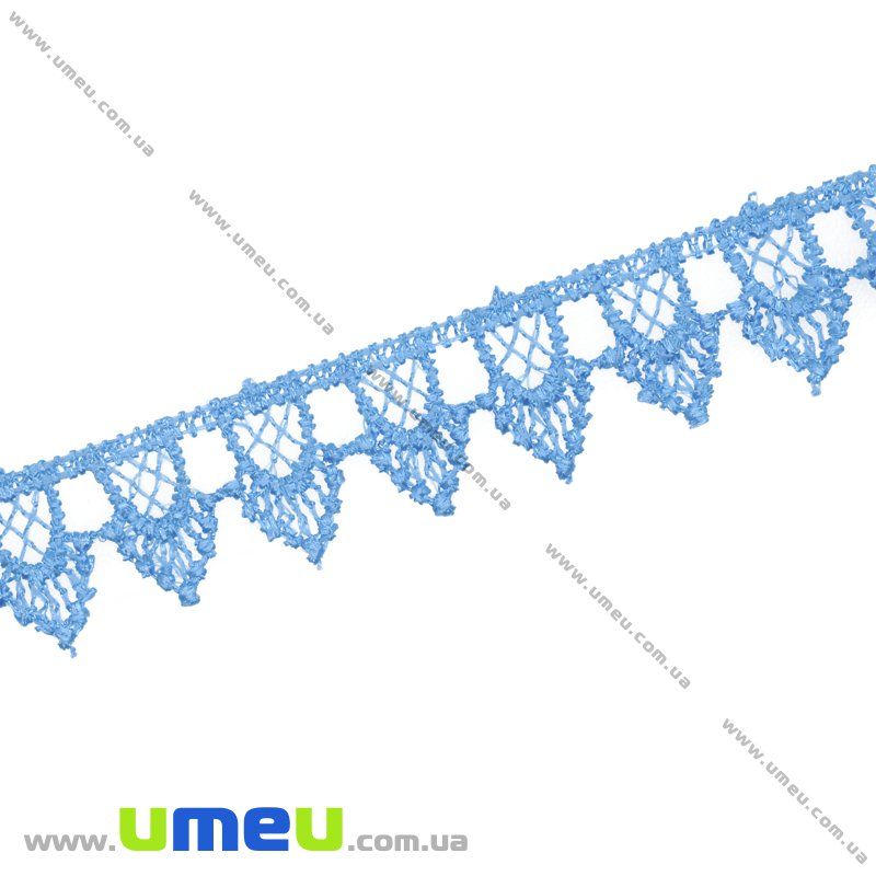 Кружево плетеное, 17 мм, Голубое, 1 м (LEN-010461)