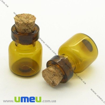 Скляна баночка з пробкою коричнева, 13х18 мм (DIF-006680)