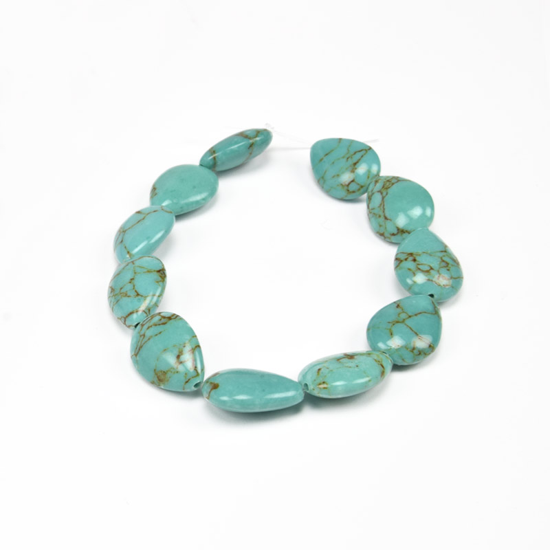 Намистини Бірюза, Синт. камінь, 17х13 мм, Крапля (BUS-056183)