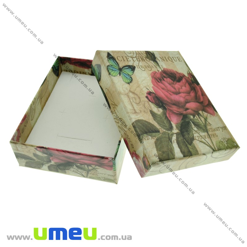 Подарункова коробочка Прямокутна з малюнком, 9х7х3 см, Бежева (UPK-023158)