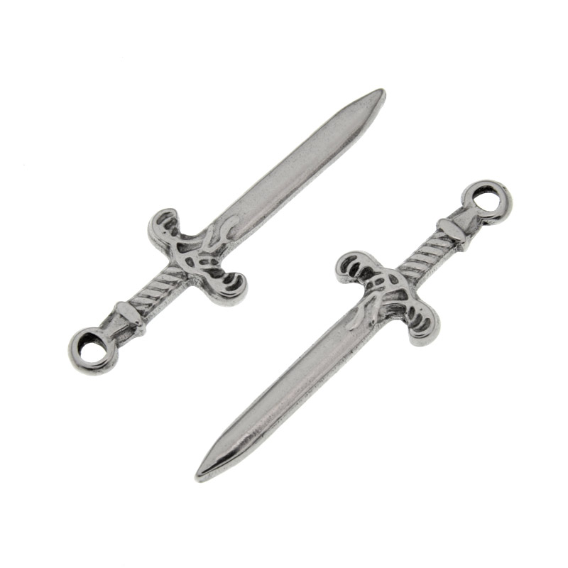 Подвеска из нерж. стали Меч, 33,5х10 мм, Темное серебро (STL-060680)