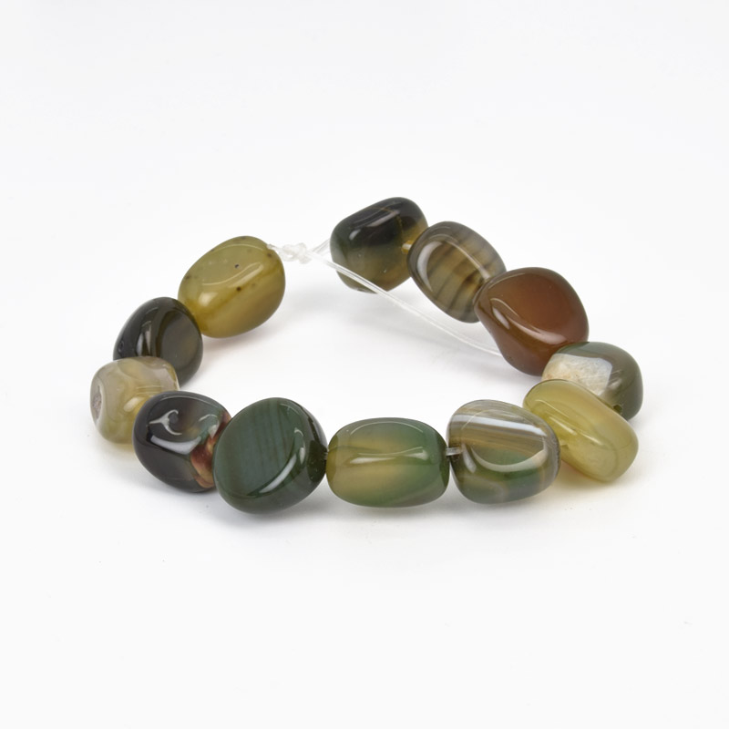 Бусины Агат зеленый, Натур. камень, 13-16 мм, 19 см (BUS-058136)