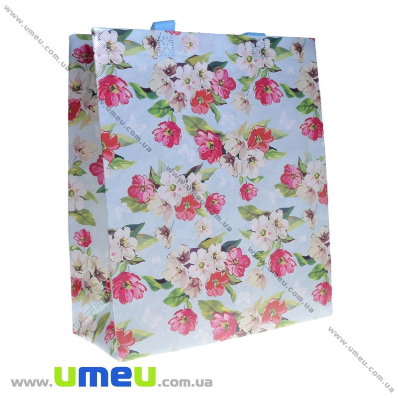 Сумка пластикова Квіти, 34х30х12 см, Блакитна (UPK-035721)