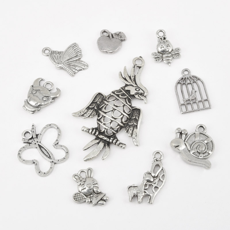 Набір підвісок метал. Тварини, Темне срібло (POD-060738)