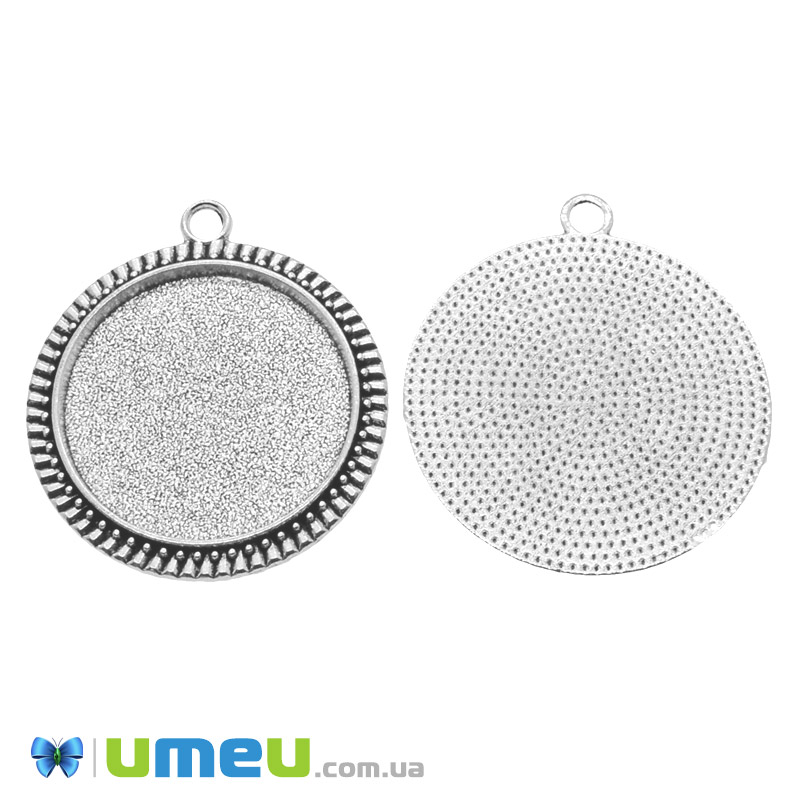 Основа кругла, 43х38 мм, 30 мм, Античне срібло (OSN-049438)