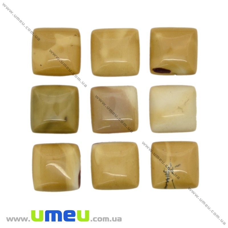 Кабошон нат. камінь Мукаіт, Квадратний, 14х14 мм (KAB-020575)