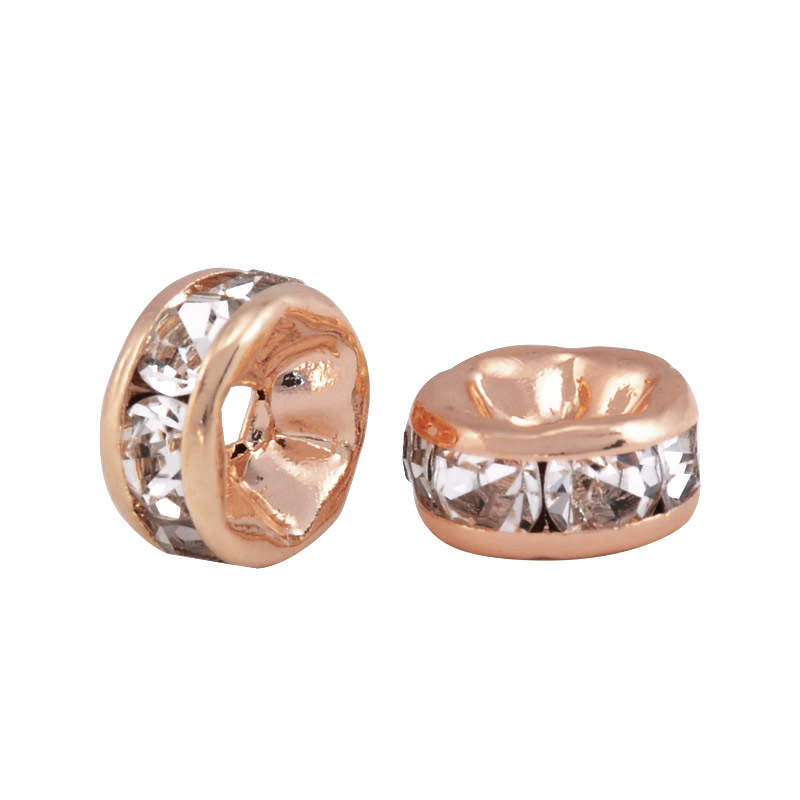 Бусина-разделитель, 6 мм, Латунь с покрытием 18 kt, Стразы куб. цирконий (BUS-058415)