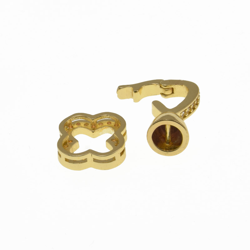 Застібка, 23х12 мм, Латунь з покриттям 18 kt, Куб. цирконій (ZAM-058448)