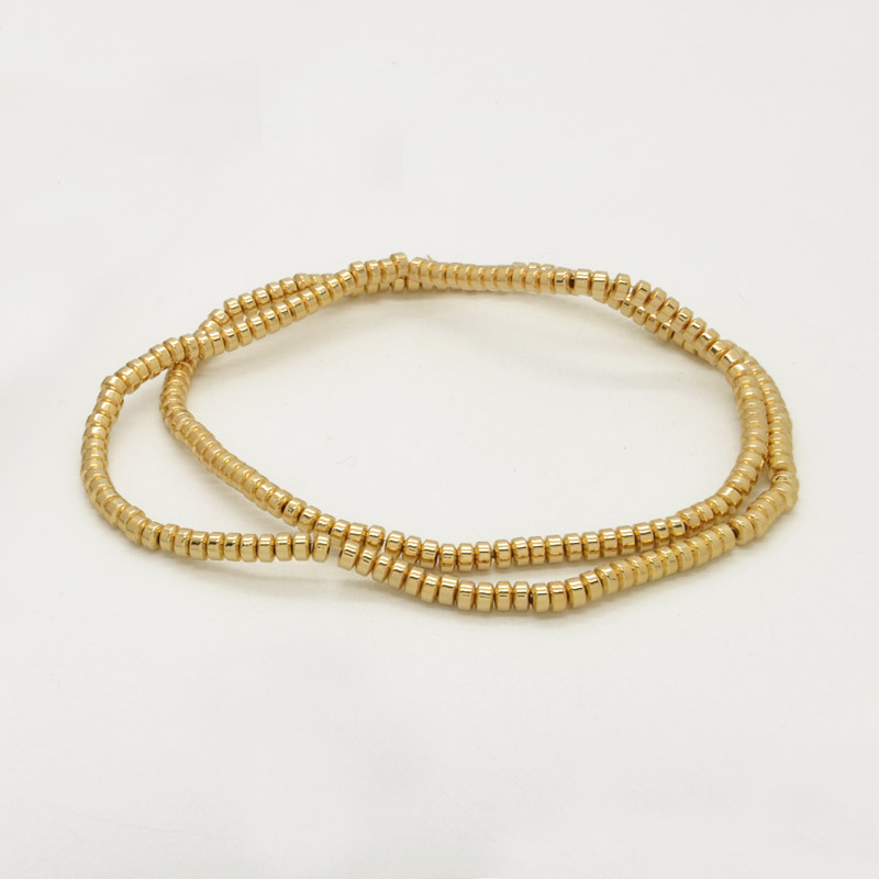 Намистини Гематит, Нат. камінь, Круглі плоскі, 3х2 мм, З покриттям, Золотисті (BUS-054001)