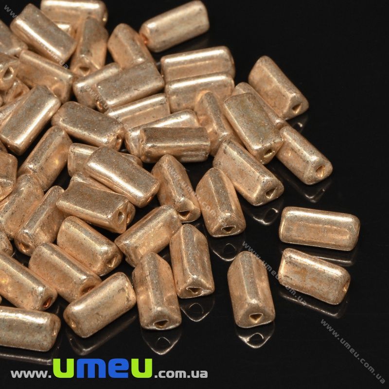 Намистина чеське скло Preciosa Triangles 9х4,5 мм, №01, Мідна мет. (BUS-036372)