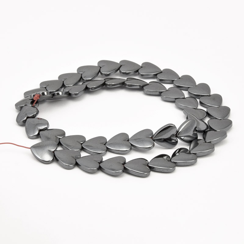 Намистини Гематит, Нат. камінь, Серце, 10х10х3 мм (BUS-057818)