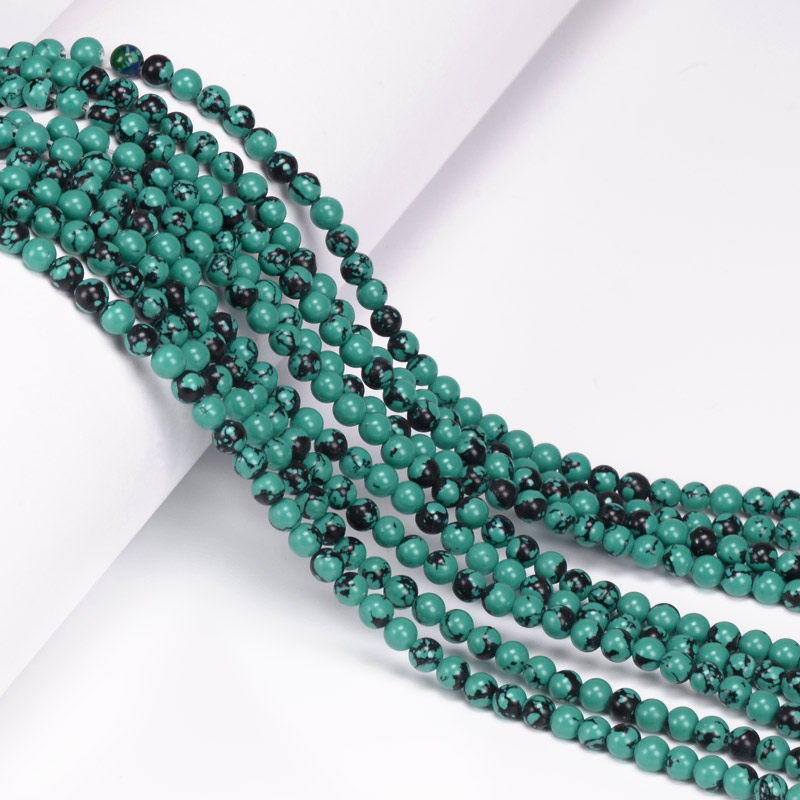 Намистини Бірюза, Синт. камінь, 4 мм, Круглі (BUS-056113)