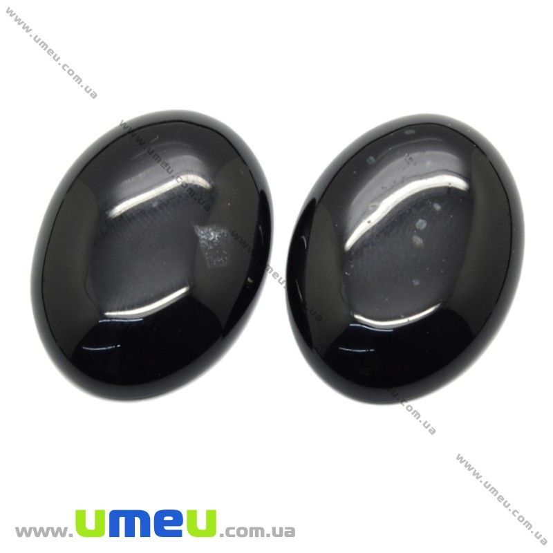 Кабошон нат. камінь Агат чорний, Овал, 30х22 мм (KAB-012685)