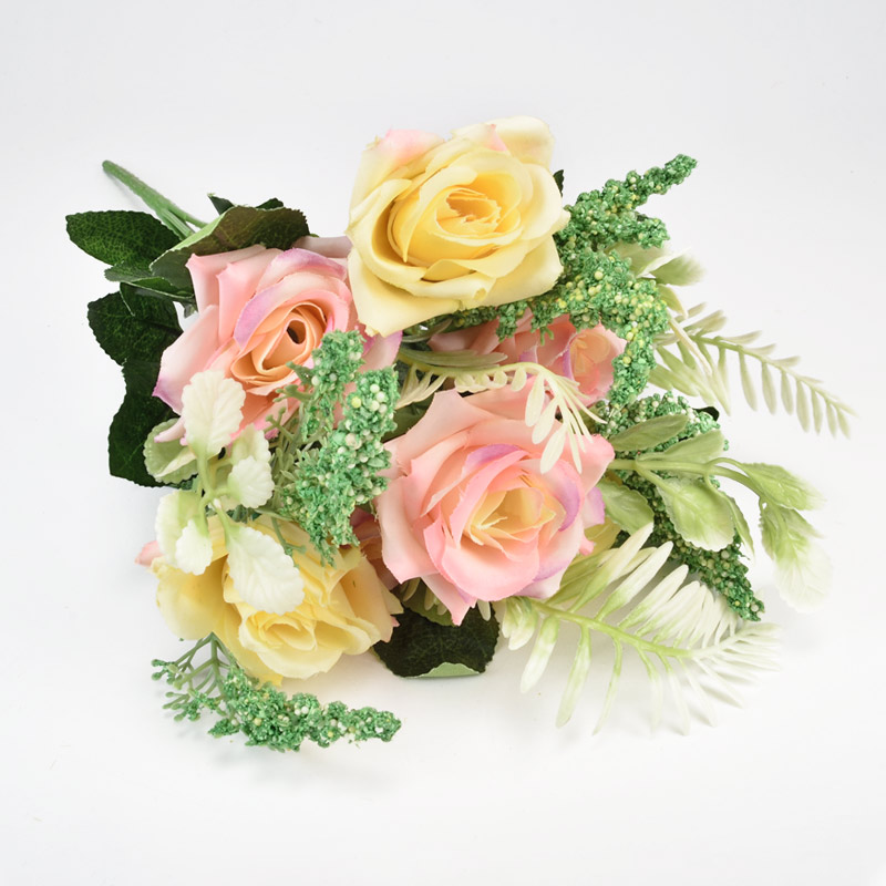 Букет троянд, 37 см, Рожево-жовтий (DIF-054088)