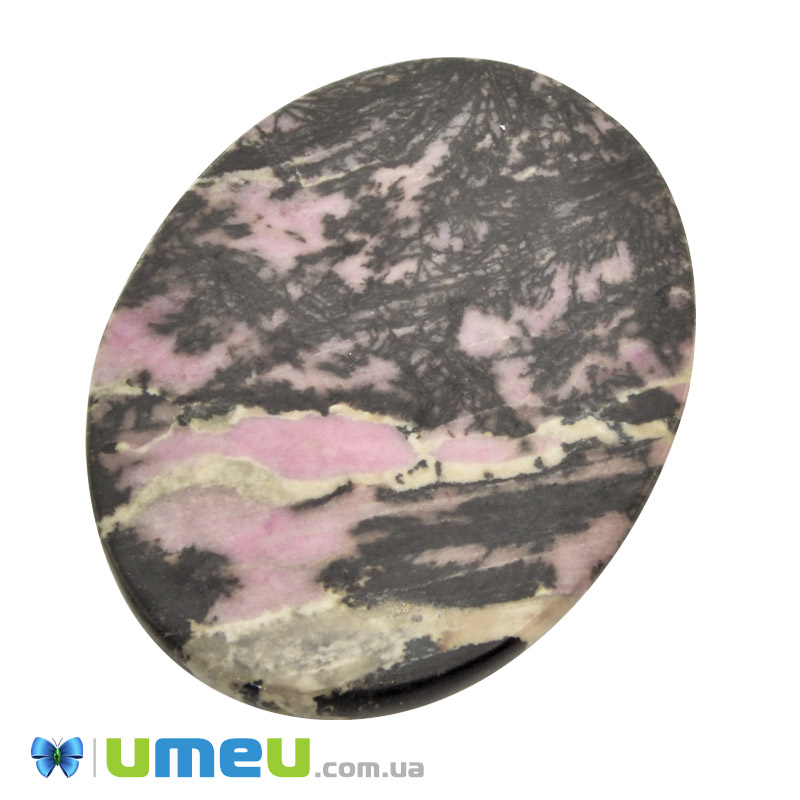 Кабошон нат. камінь Родоніт, Овал, 40,3 х30,3 мм (KAB-050550)