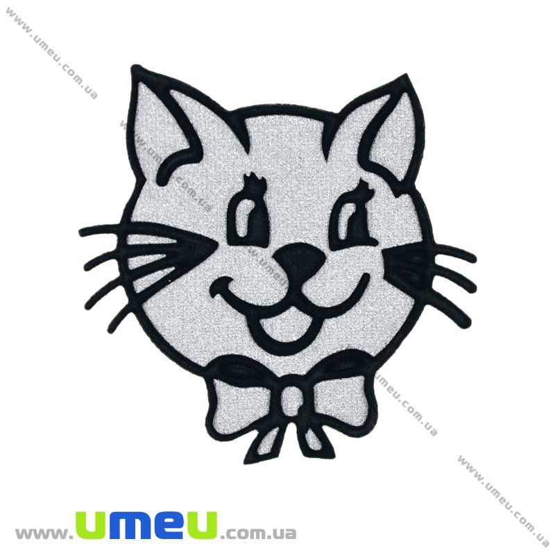 Термоаплікація блискуча Котик, 7х7 см (APL-020983)